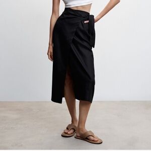 Mango Linen Midi Wrap Skirt - Size M